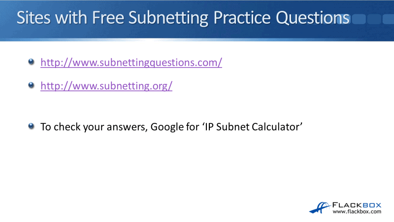Subnetting Practice Questions - FlackBox
