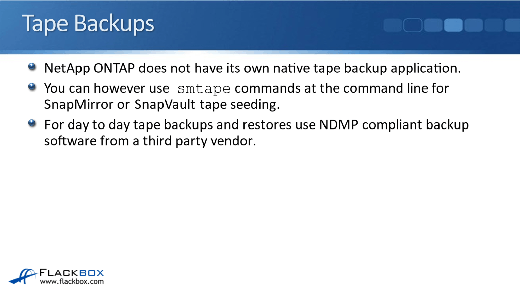 NetApp Tape Backups FlackBox