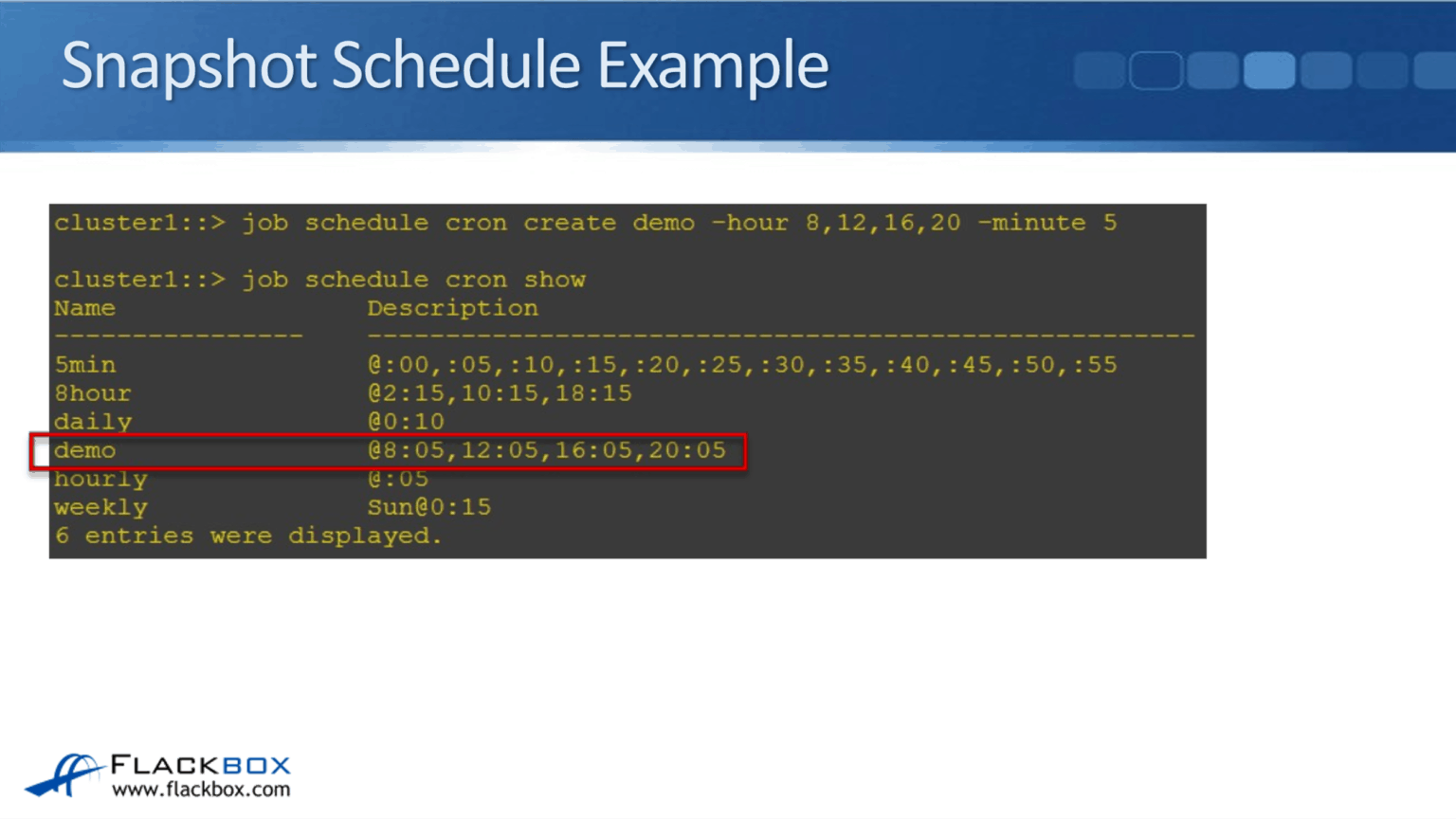 NetApp Snapshot Schedules FlackBox