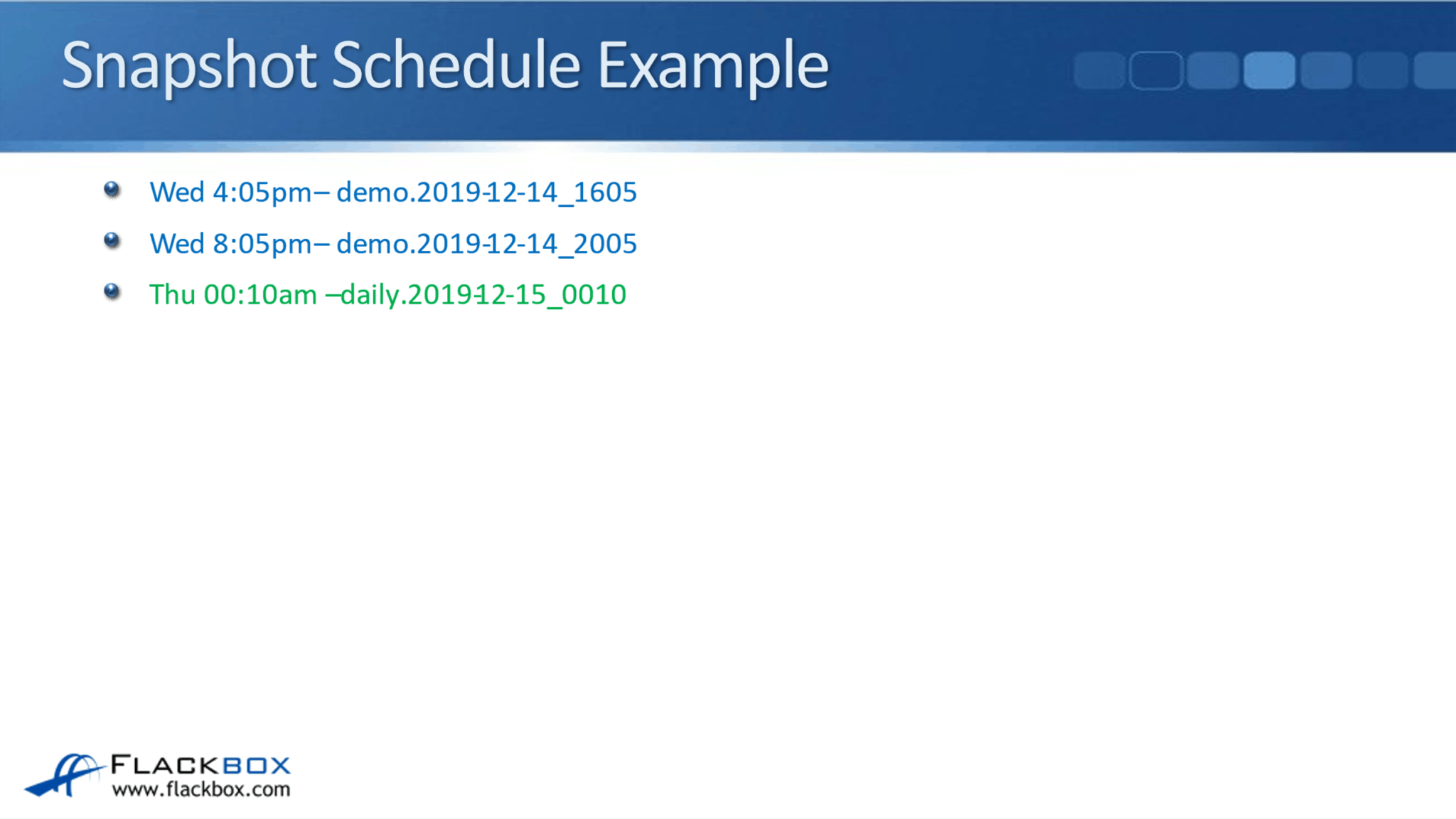 NetApp Snapshot Schedules FlackBox