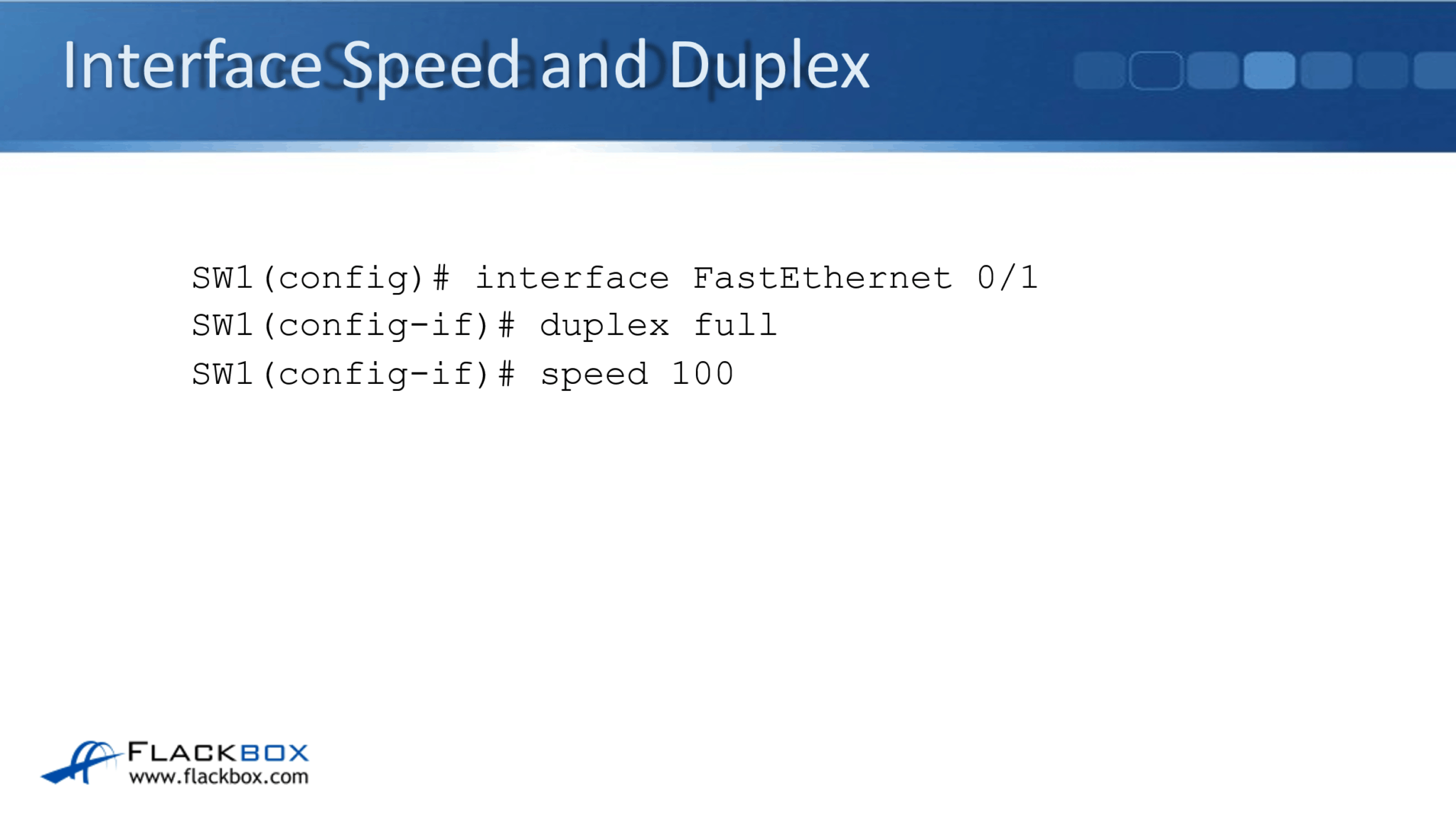 Cisco Speed and Duplex Settings FlackBox