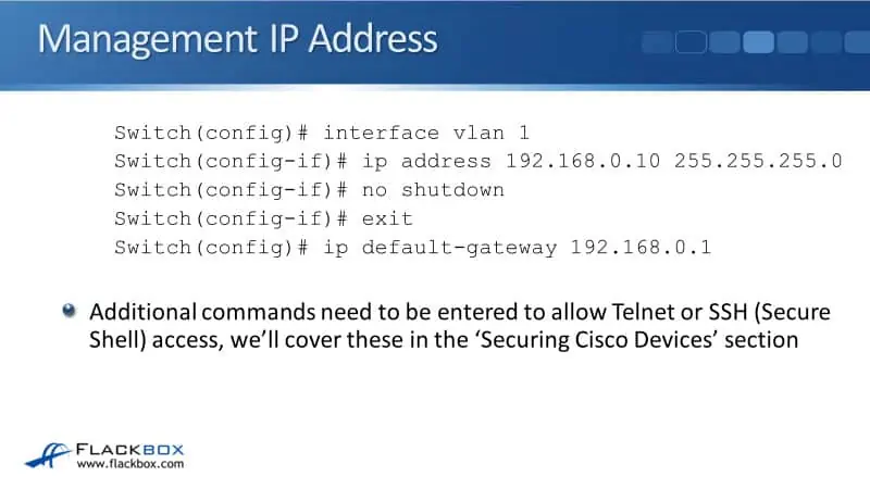 Cisco Basic Router and Switch Configuration - Switch Management IP Address 1