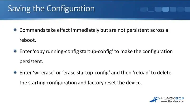 Saving the Configuration