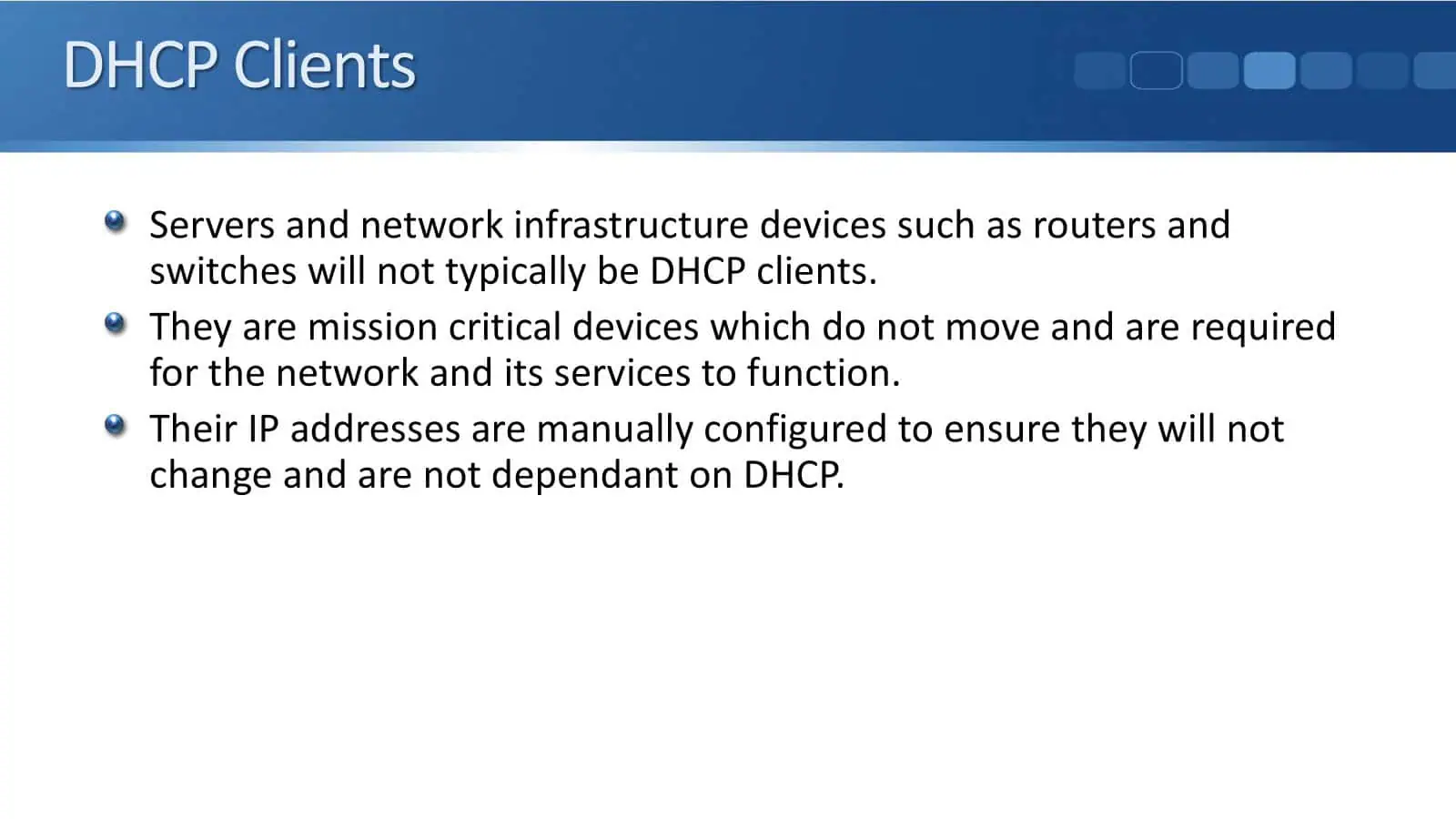DHCP Clients - Mission Critical Devices